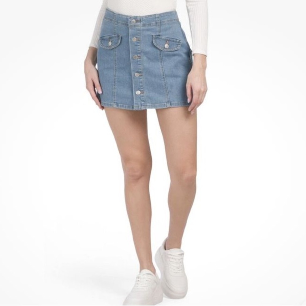 One 5 One Denim Skort Button Front Stretch Women’s Size XL
